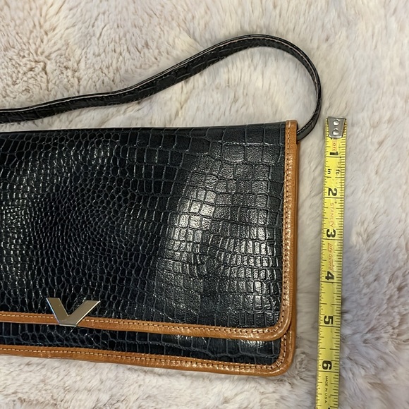 Navy Blue Croc Embossed Faux Leather Clutch Crossbody Shoulder Bag Purse - Picture 7 of 14